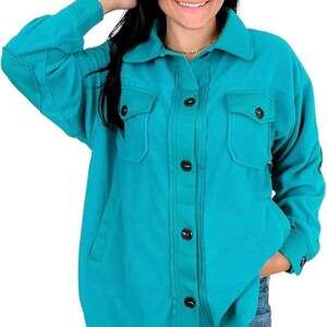 NWT Zenana Womens Oversized Long Sleeve Basic Fleece Shacket size M